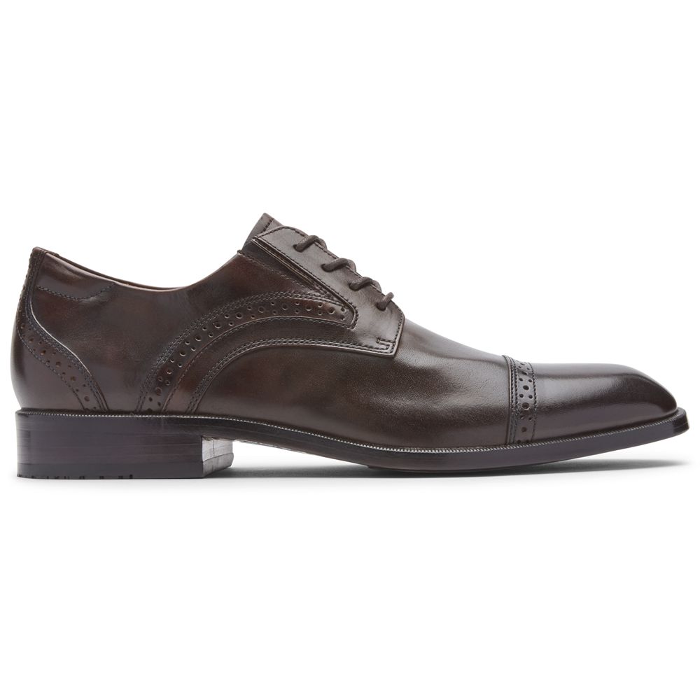 Sapatos Oxford Homem Rockport Total Motion Office Cap Toe Marrom Escuro,Portugal AGLRE-5074